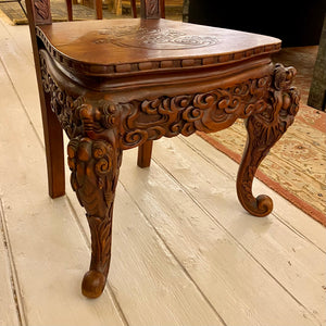 Pair of Antique Hand Carved Asian Chairs