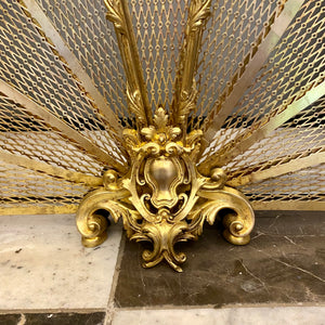 Antique Cast Brass Peacock Fire Guard