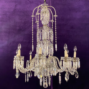 Very Rare 1930's Bohemian Czeckoslovakian Glass and Crystal Chandelier with Original Crystals