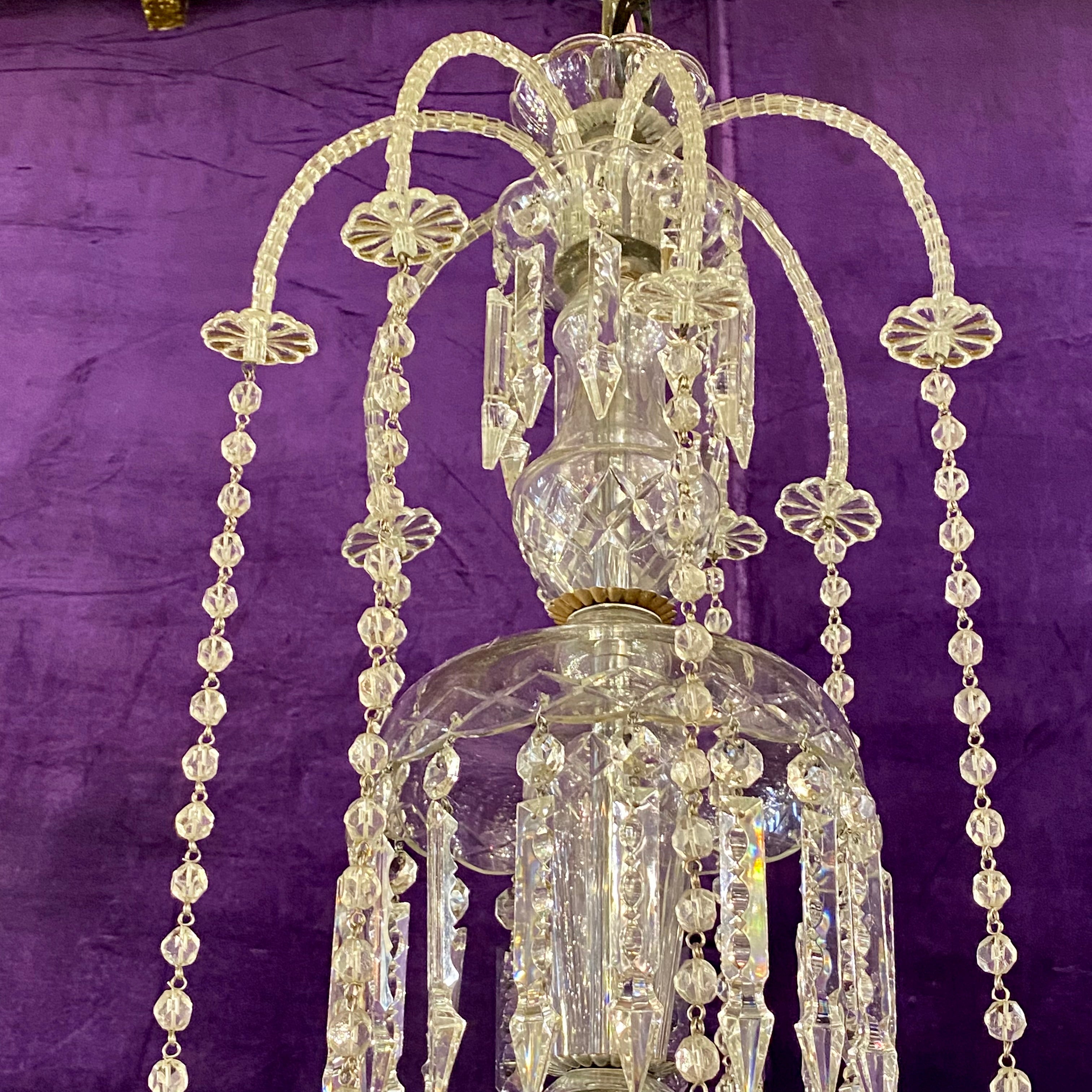 Very Rare 1930's Bohemian Czeckoslovakian Glass and Crystal Chandelier with Original Crystals