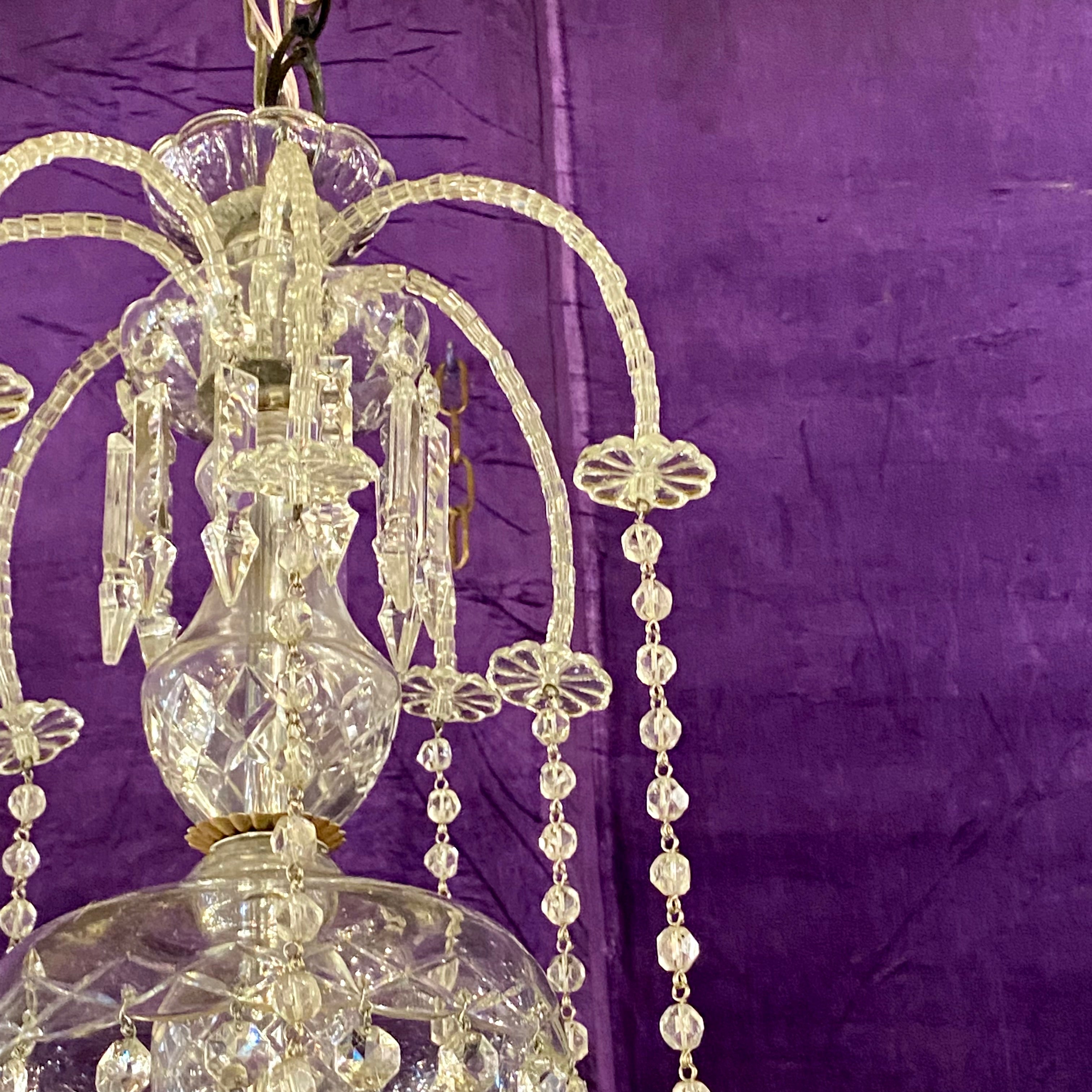 Very Rare 1930's Bohemian Czeckoslovakian Glass and Crystal Chandelier with Original Crystals