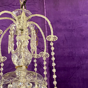 Very Rare 1930's Bohemian Czeckoslovakian Glass and Crystal Chandelier with Original Crystals