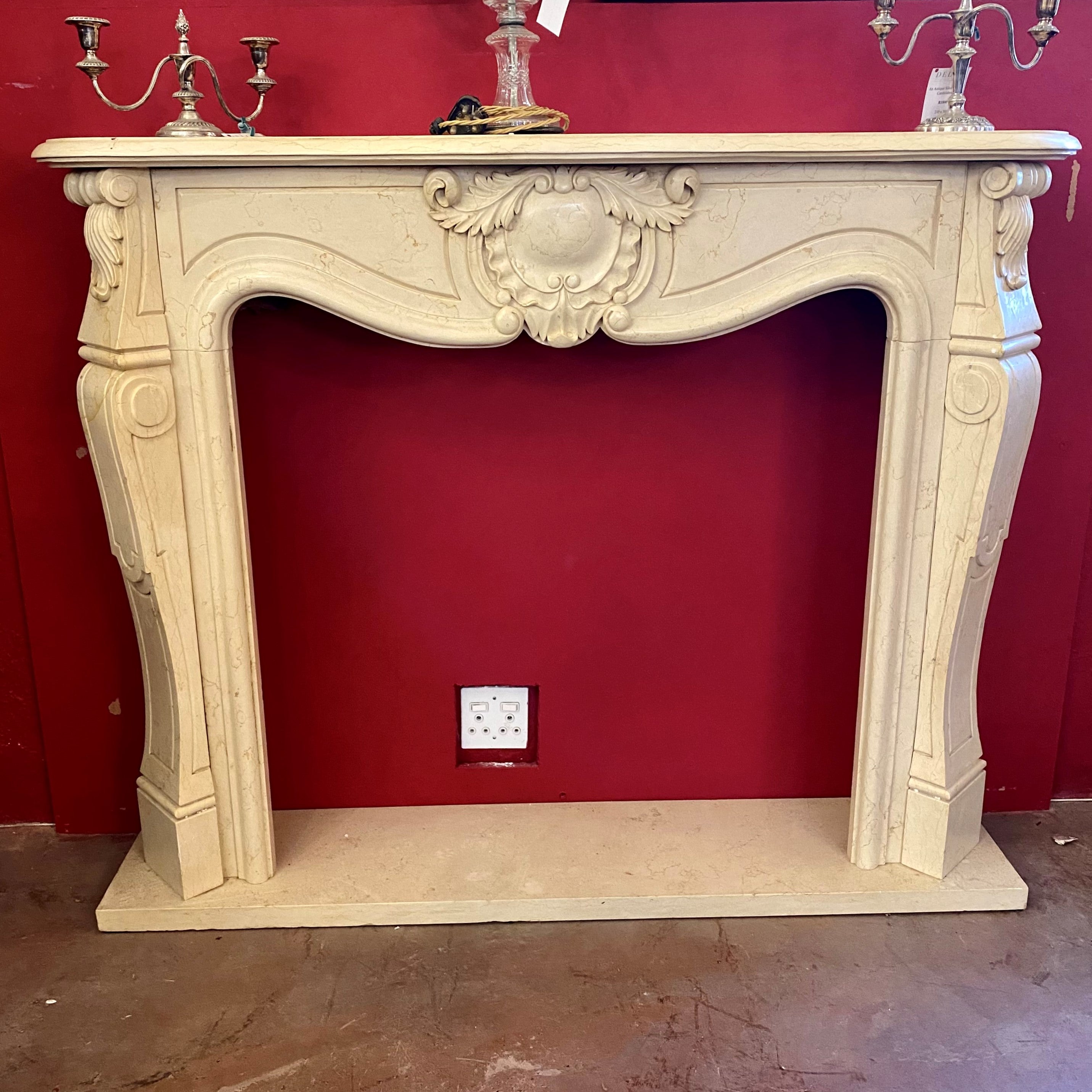 Very Elegant Creme Marble Fireplace Surround