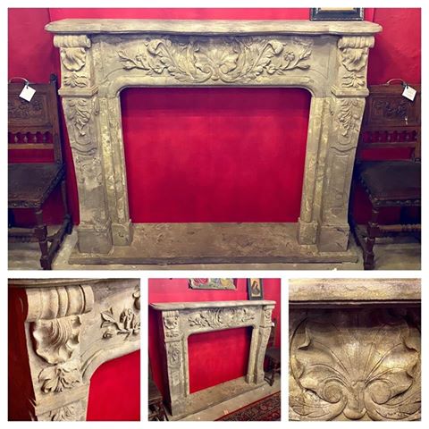 Ornately Carved Stone Fireplace Surround