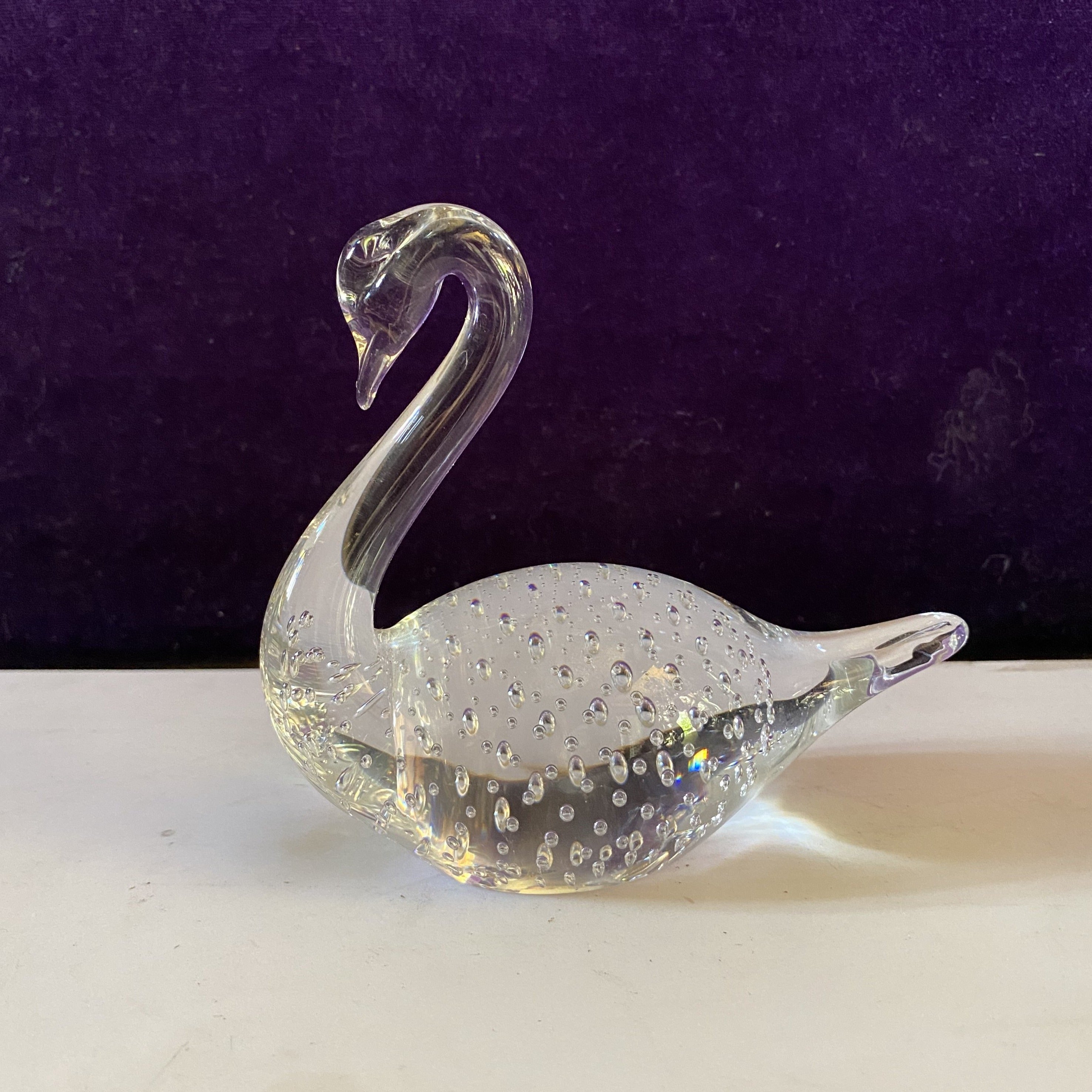 Clear Murano Glass Swan