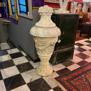 A Pair of Hand Carved White Marble Finials