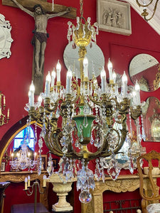 MAGNIFICENT Antique Mazarine Chandelier with Original Crystals - SOLD