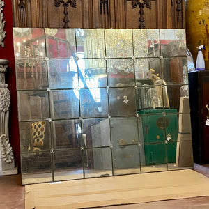 Aged Panelled Mirror with Rosettes