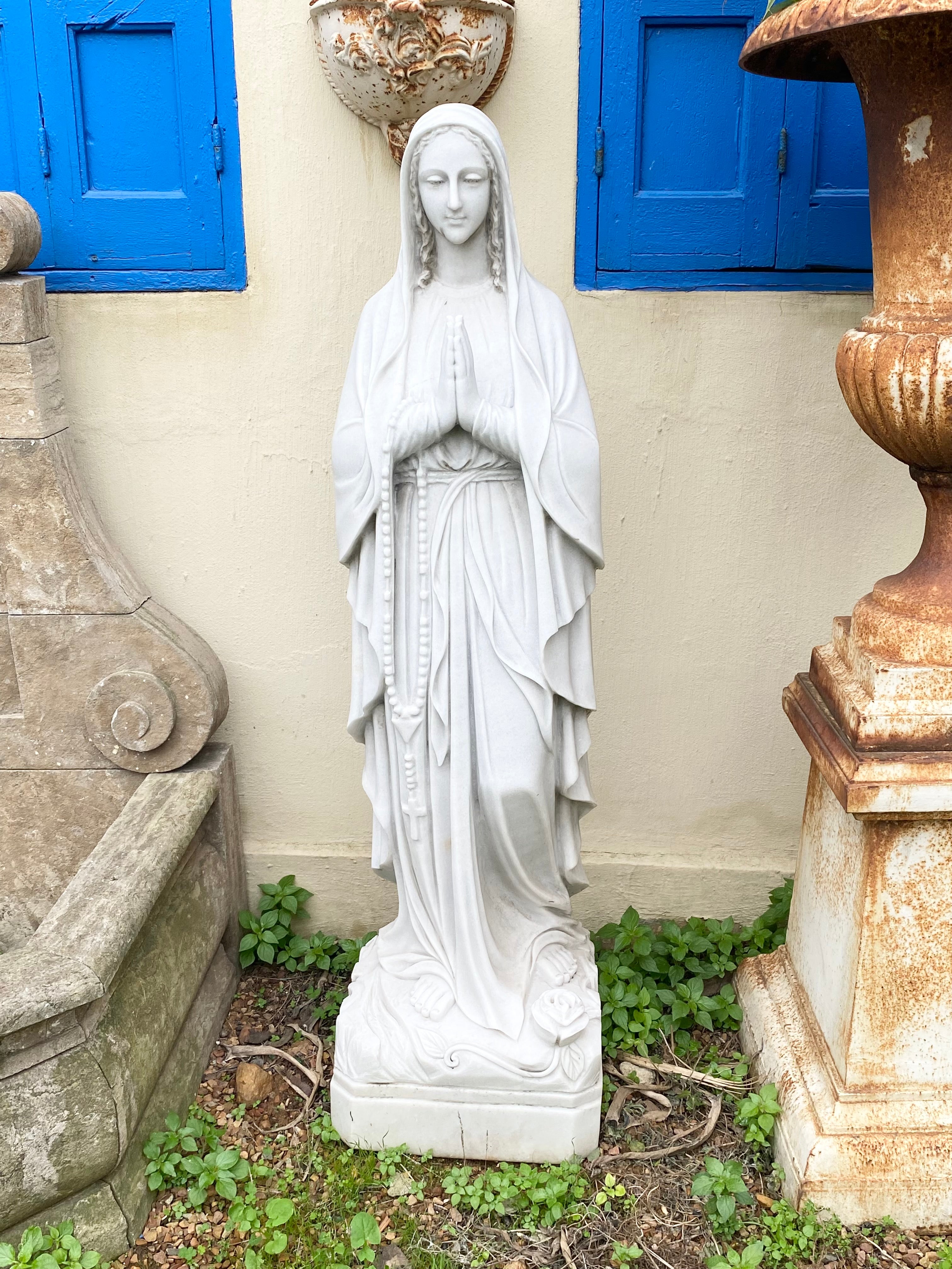 White Marble Mother Mary Statue