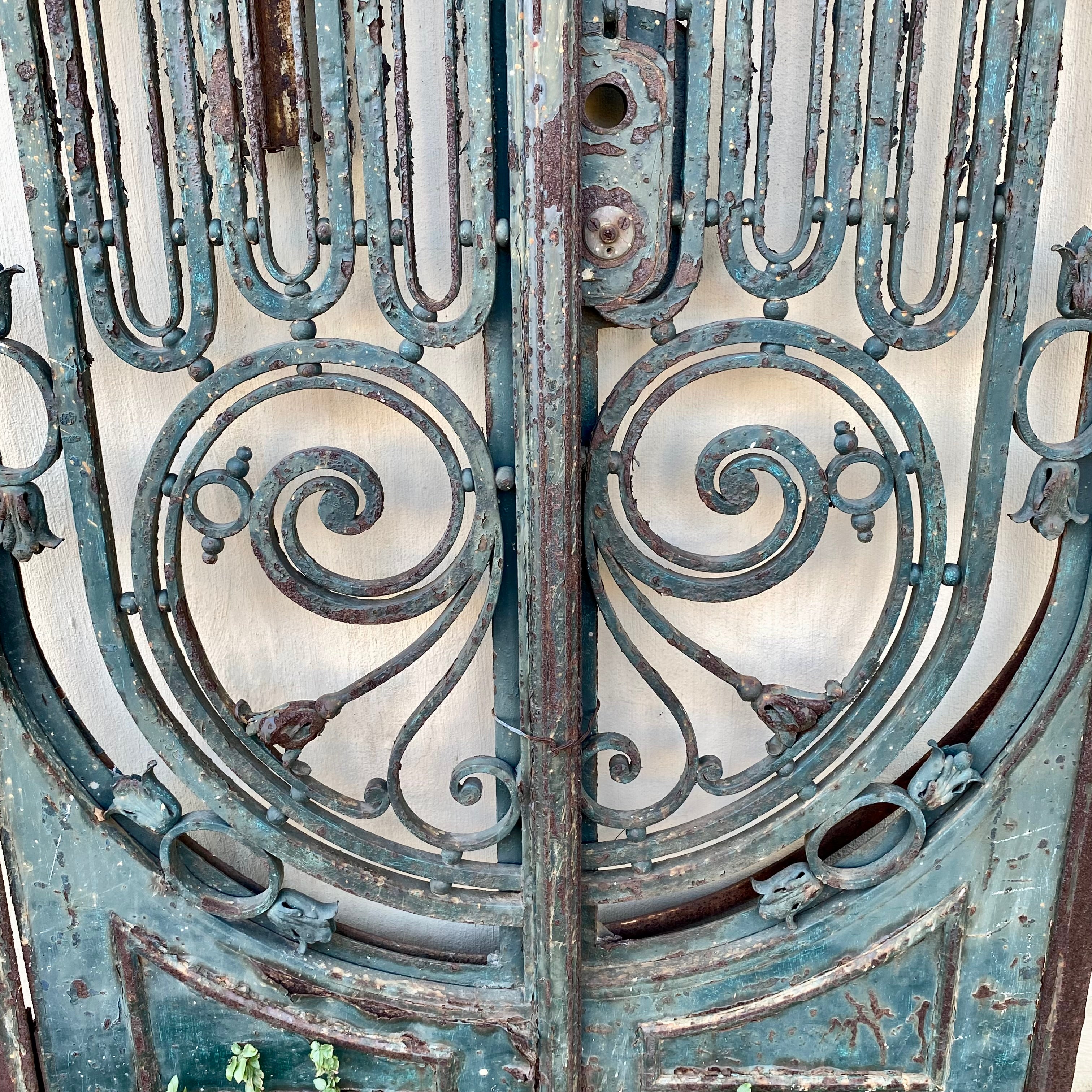 Art Nouveau Arched Forged Steel Gate