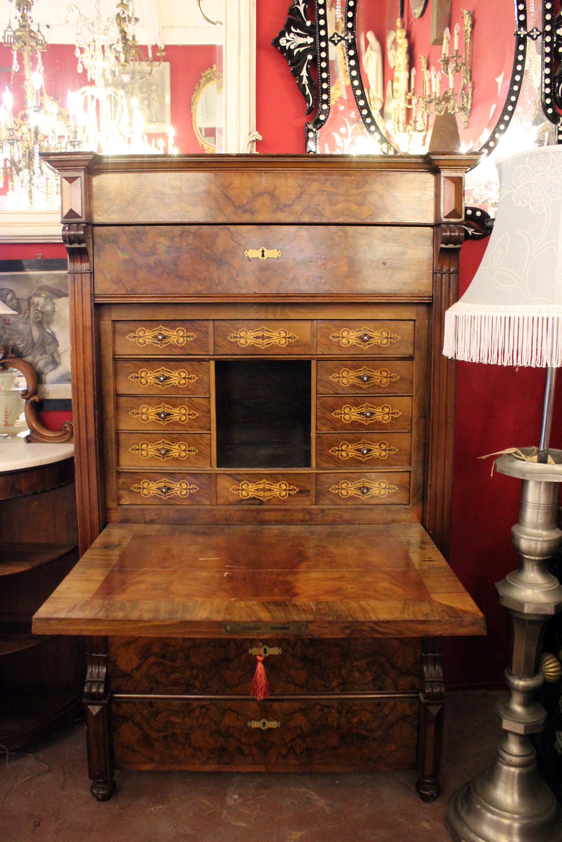 Antique Burr Walnut Secretaire