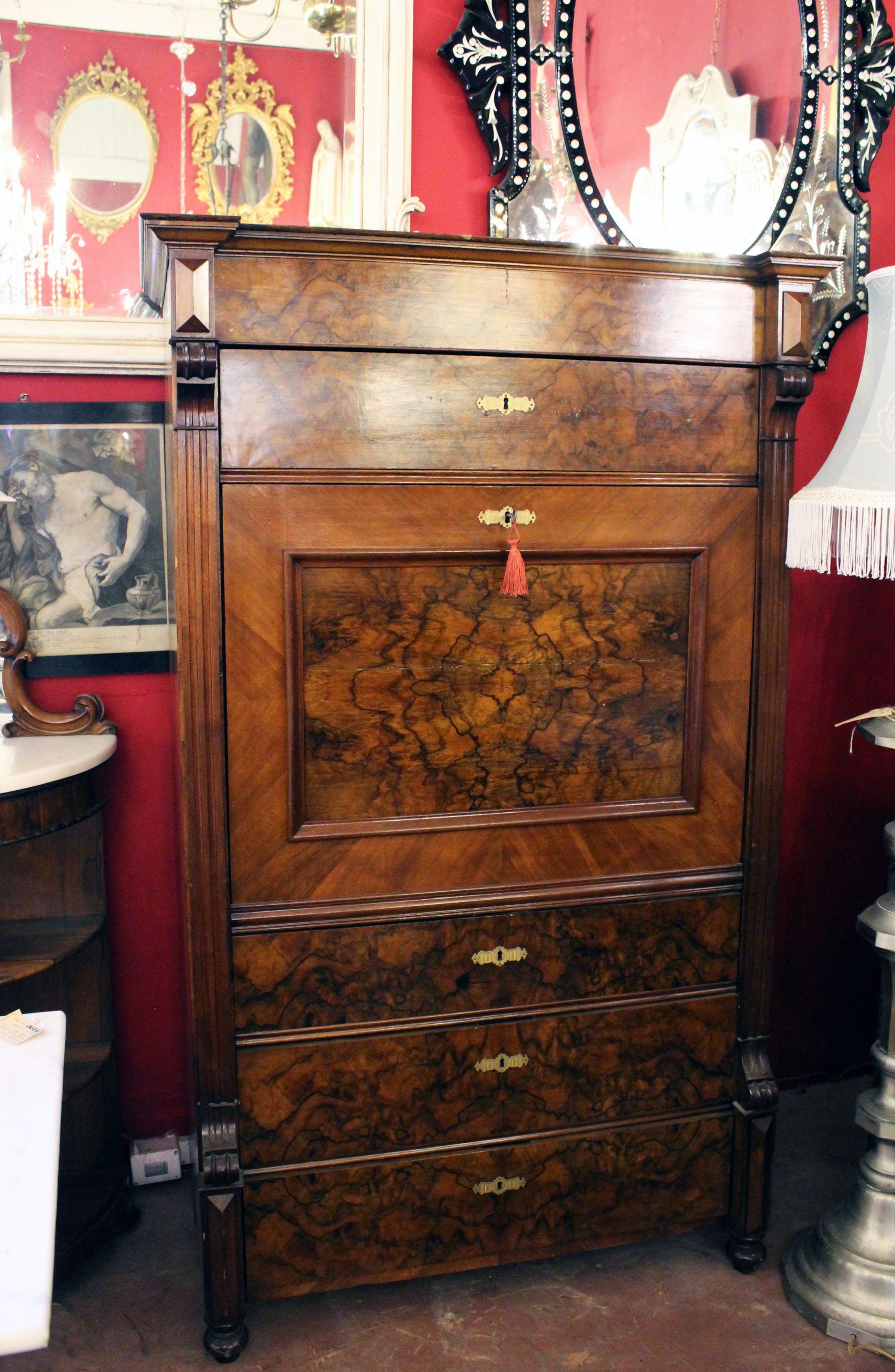 Antique Burr Walnut Secretaire