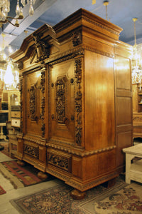 Antique Early 19th Century Oak German Linen Cabinet