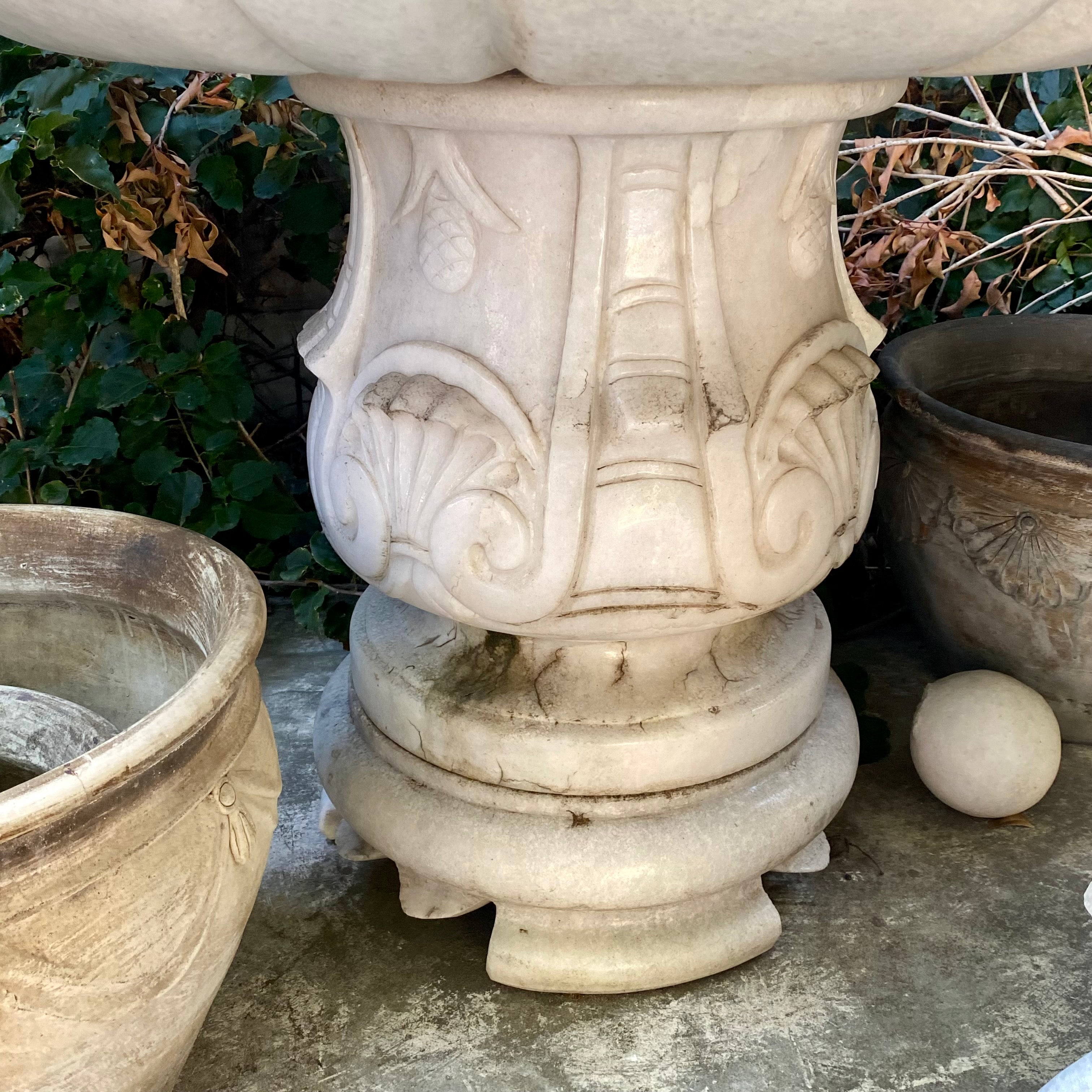 Three Tier White Marble Fountain