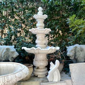 Three Tier White Marble Fountain