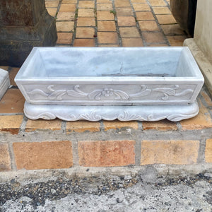 Beautifully Hand Carved White Marble Basin/Planter