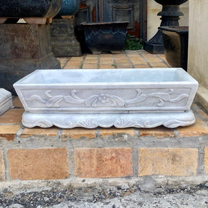 Beautifully Hand Carved White Marble Basin/Planter