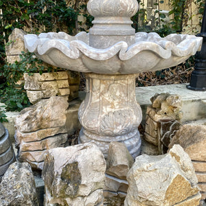 Mottled Gray Marble Fountain