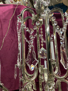 Very Large Nickel and Crystal Chandelier