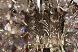 Very Large Nickel and Crystal Chandelier