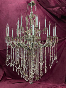 Very Large Nickel and Crystal Chandelier