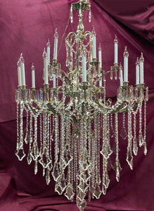 Very Large Nickel and Crystal Chandelier