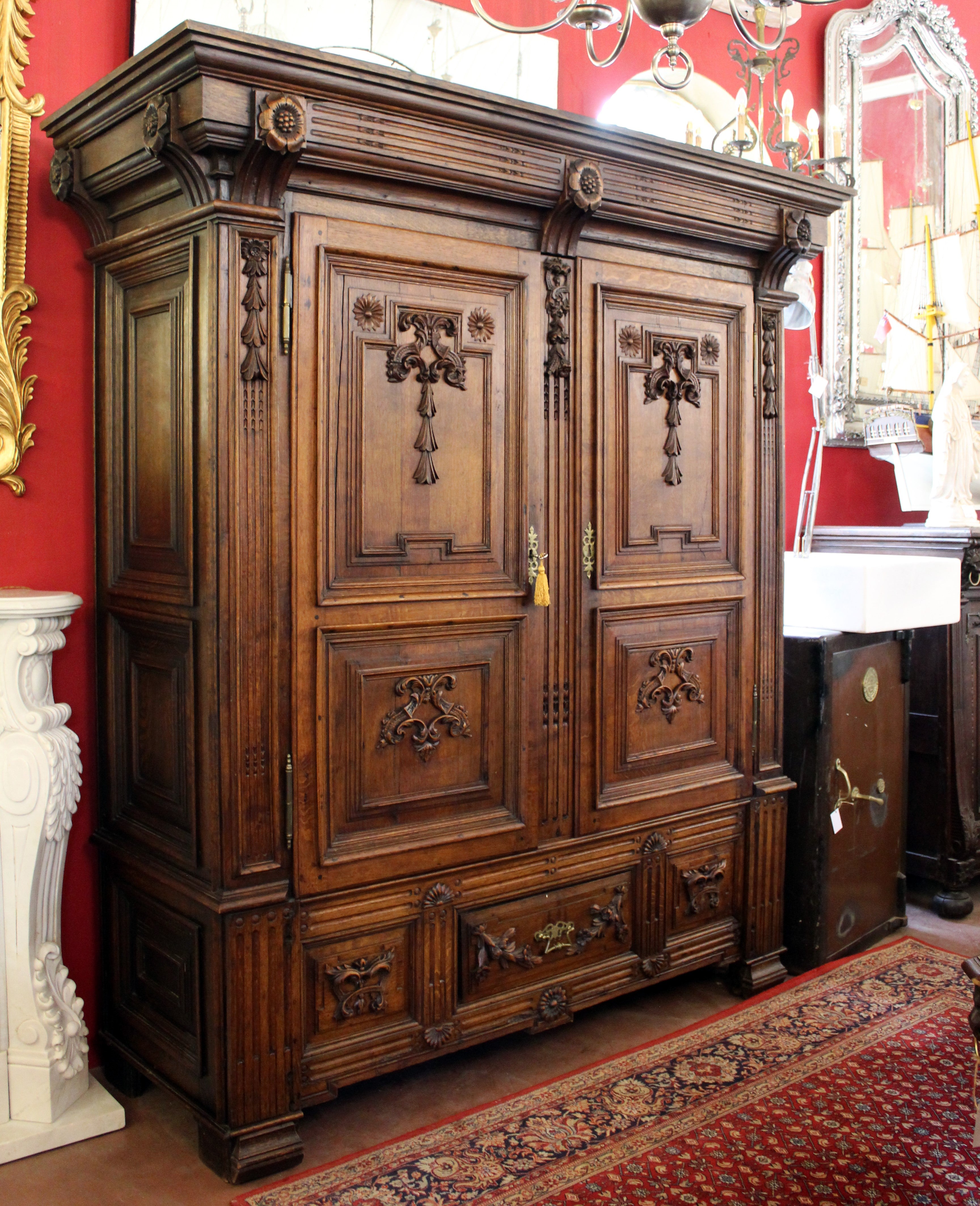 18th Century Ornately Carved French Oak Armoire - SOLD