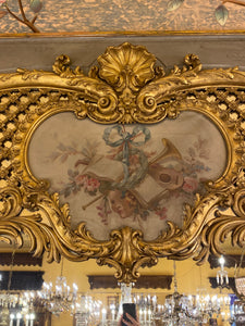 Antique French Trumeau Mirror with Gilt Details