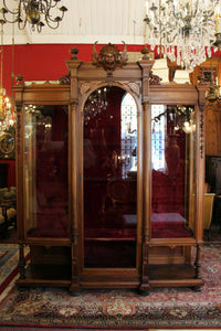 Antique French Renaissance Revival Walnut Vitrine Cabinet - SOLD