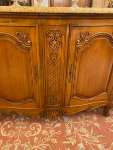 Antique French Walnut Server with Snails Feet & Marble Top