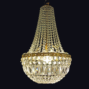 Vintage Brass and Crystal Neoclassical Chandelier - SOLD