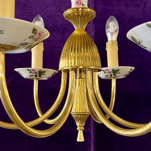 Elegant Brass Chandelier with Hand Painted Details