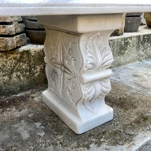 White Marble Bench with Carved Legs