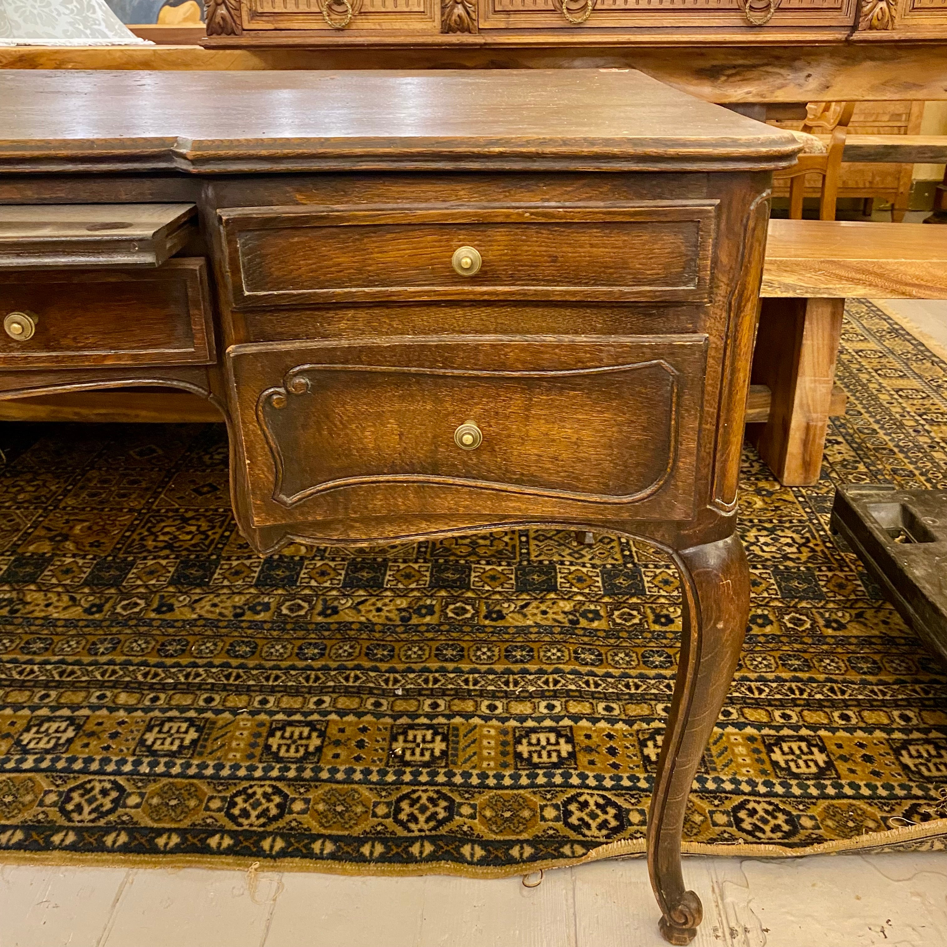 Antique French Oak Desk with Snails Feet