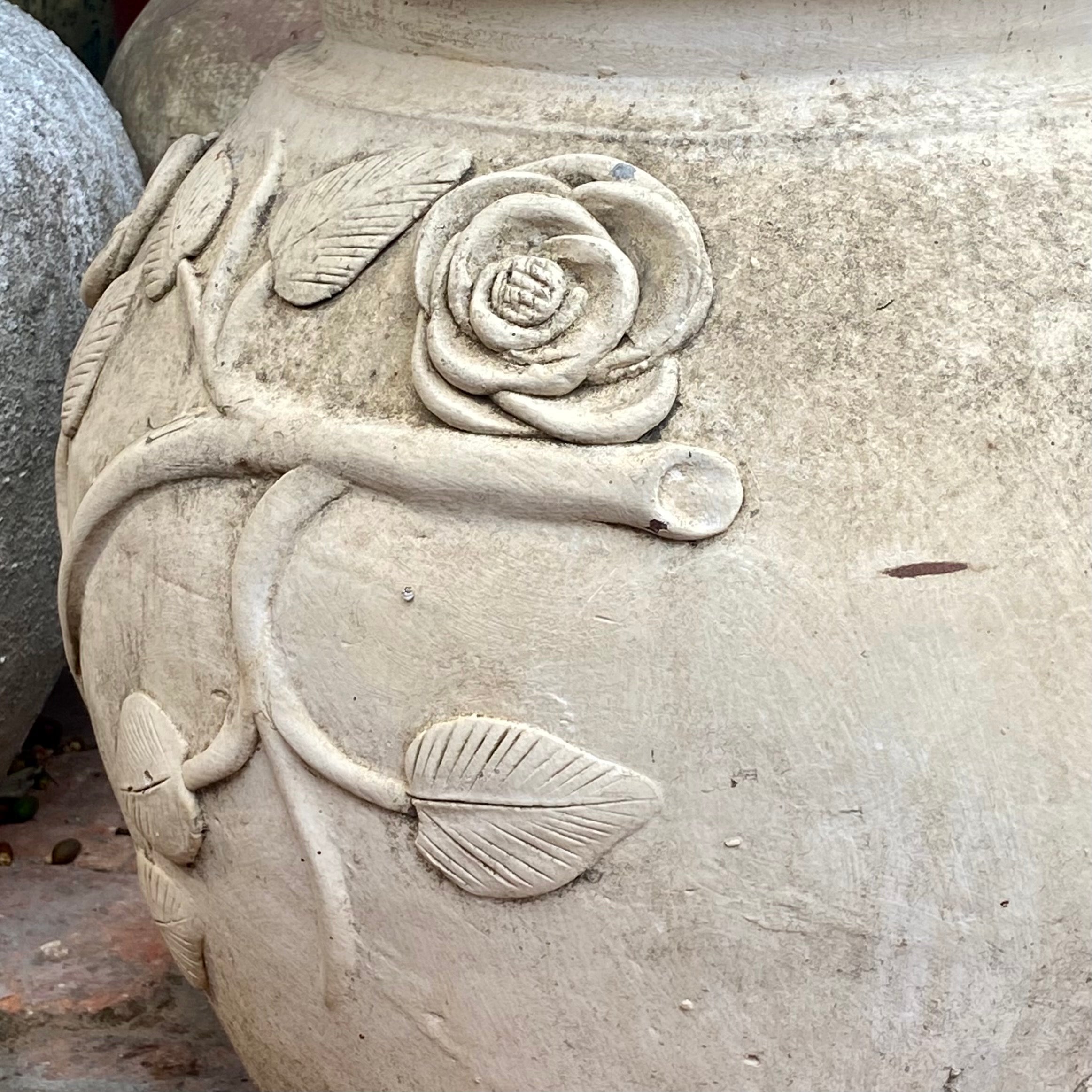 Terracotta Pot with Rose Detail