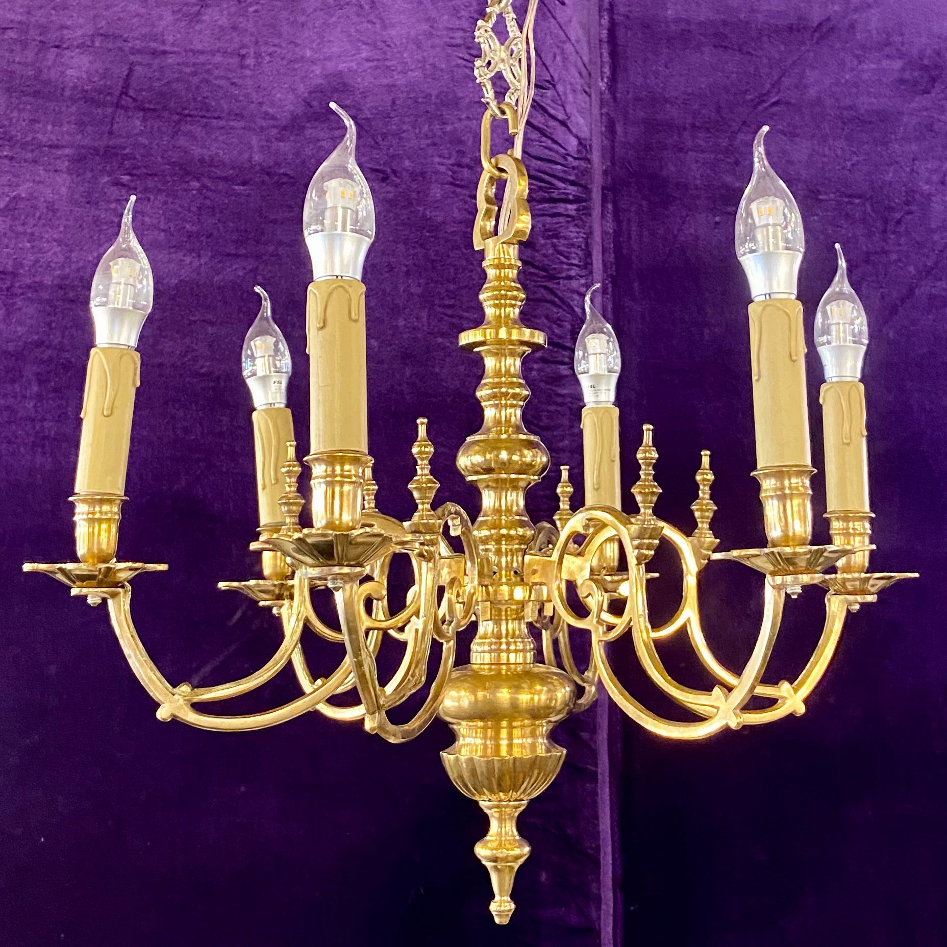 Polished Brass French Chandelier - SOLD