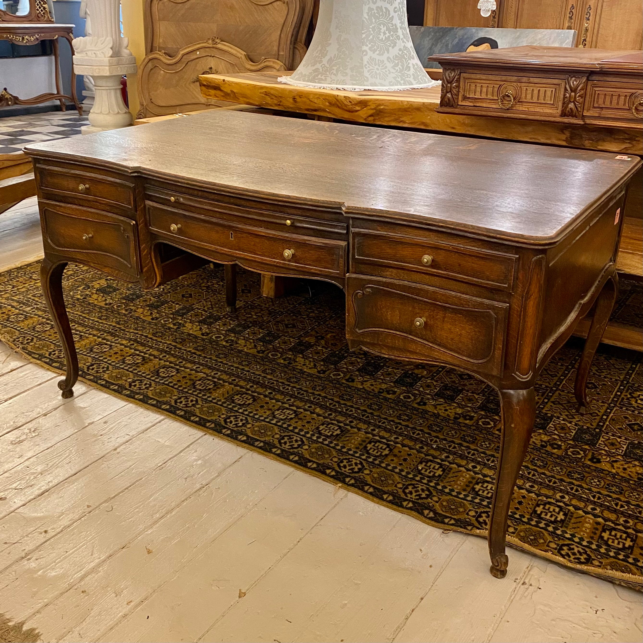 Antique French Oak Desk with Snails Feet