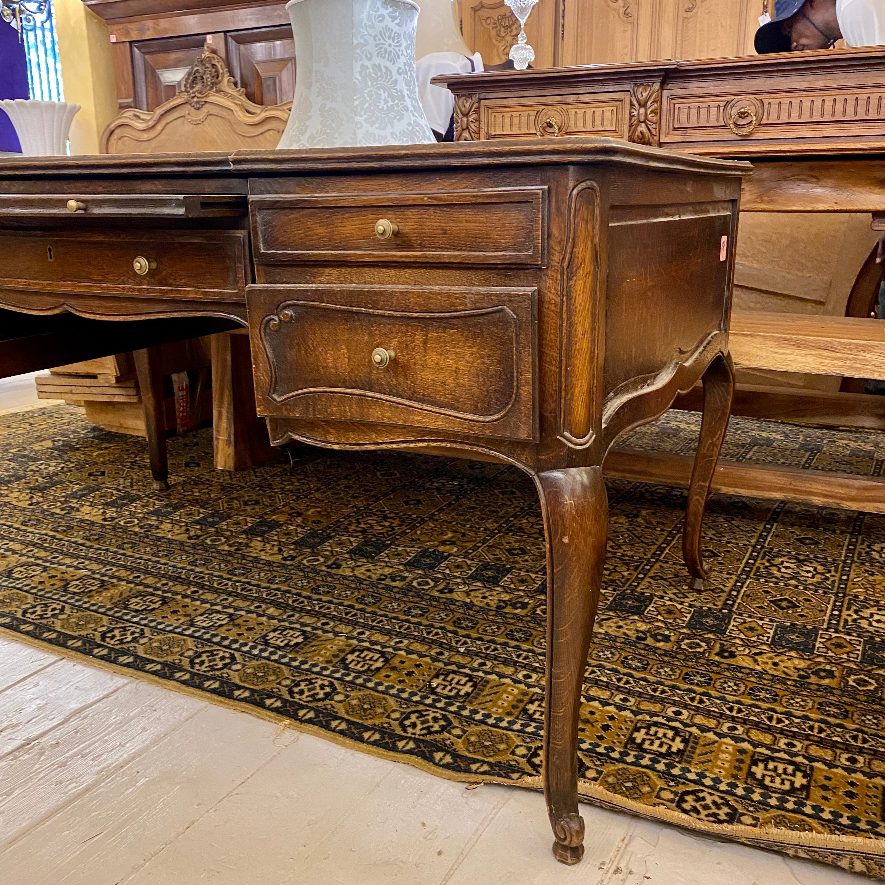 Antique French Oak Desk with Snails Feet