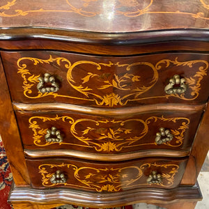 Pair Inlaid Polished Mahogany Bedside Tables