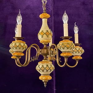 Vintage Ceramic Hand Painted Chandelier