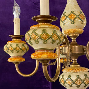 Vintage Ceramic Hand Painted Chandelier