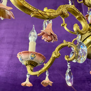 Gorgeous Dusty Pink & Blue Capodimonte Chandelier