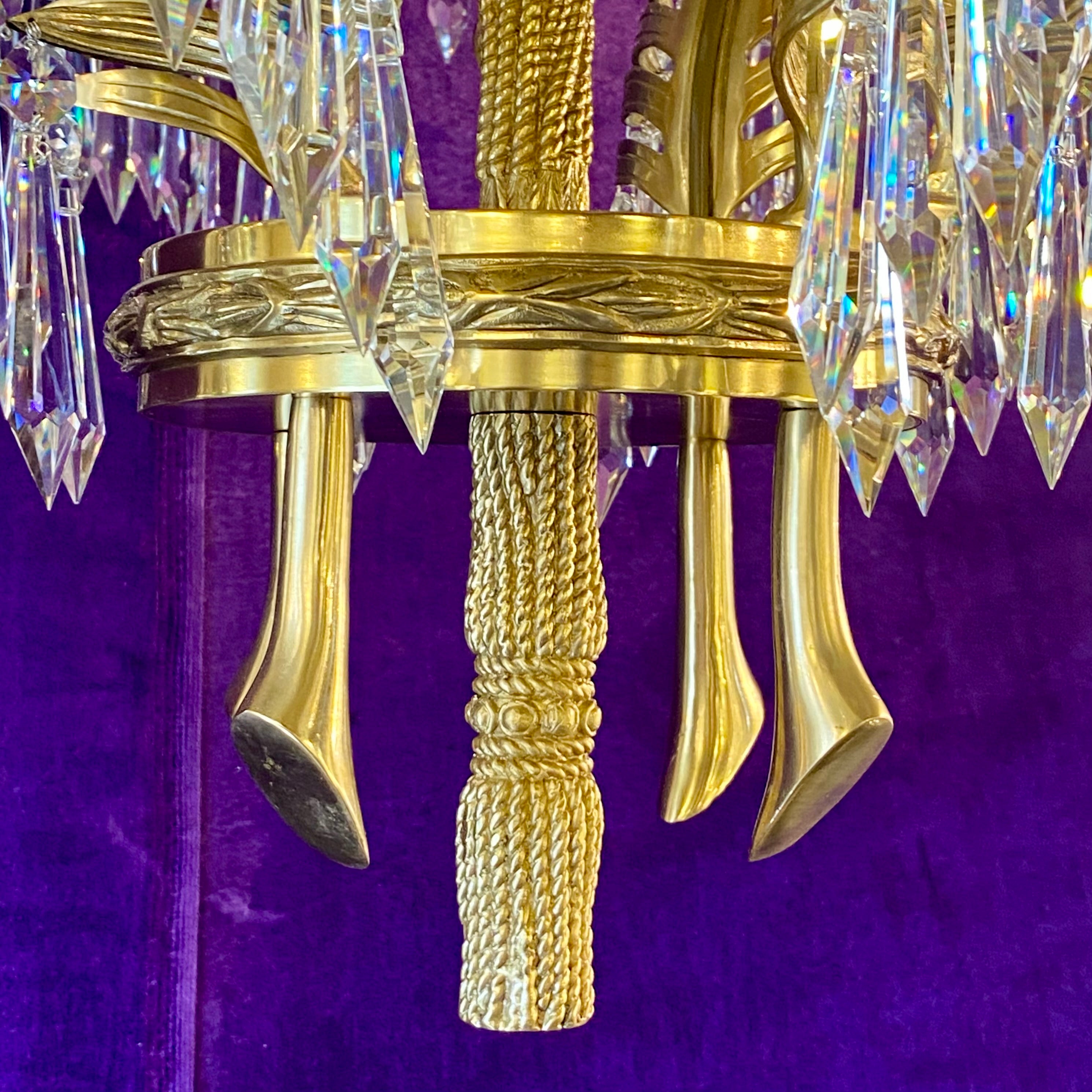 Brass and Crystal Palm Tree Chandelier (Large) - SOLD