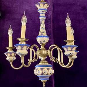 Elegant Hand Painted Delft Chandelier