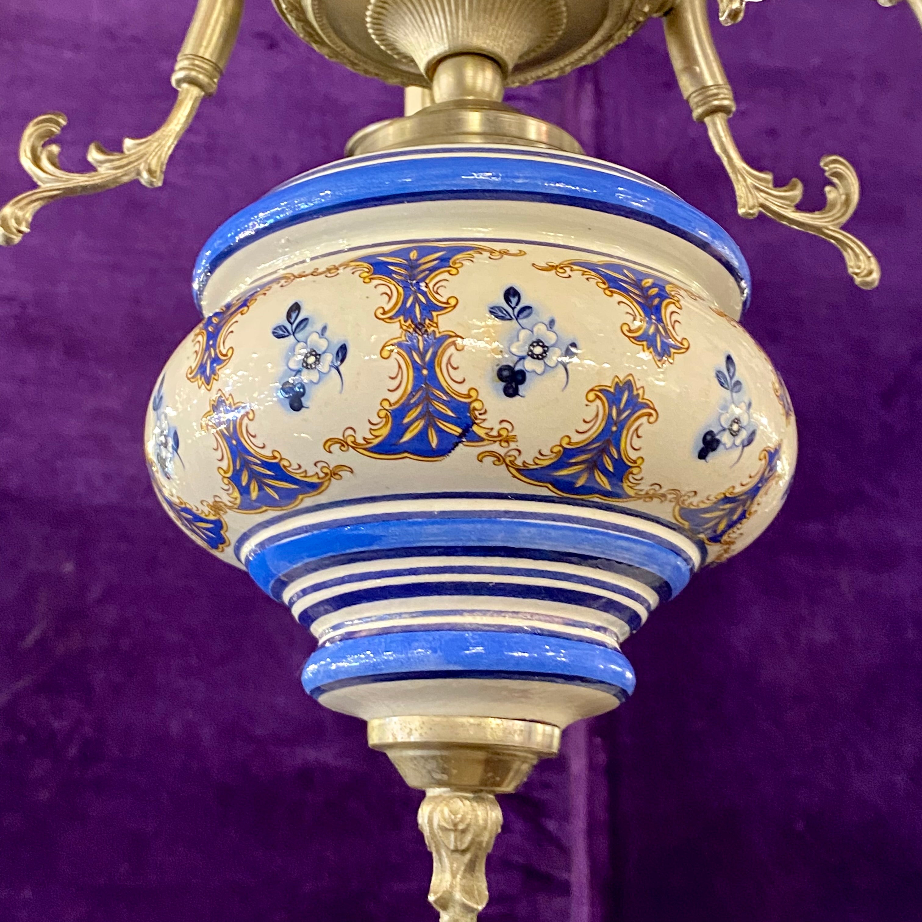 Elegant Hand Painted Delft Chandelier