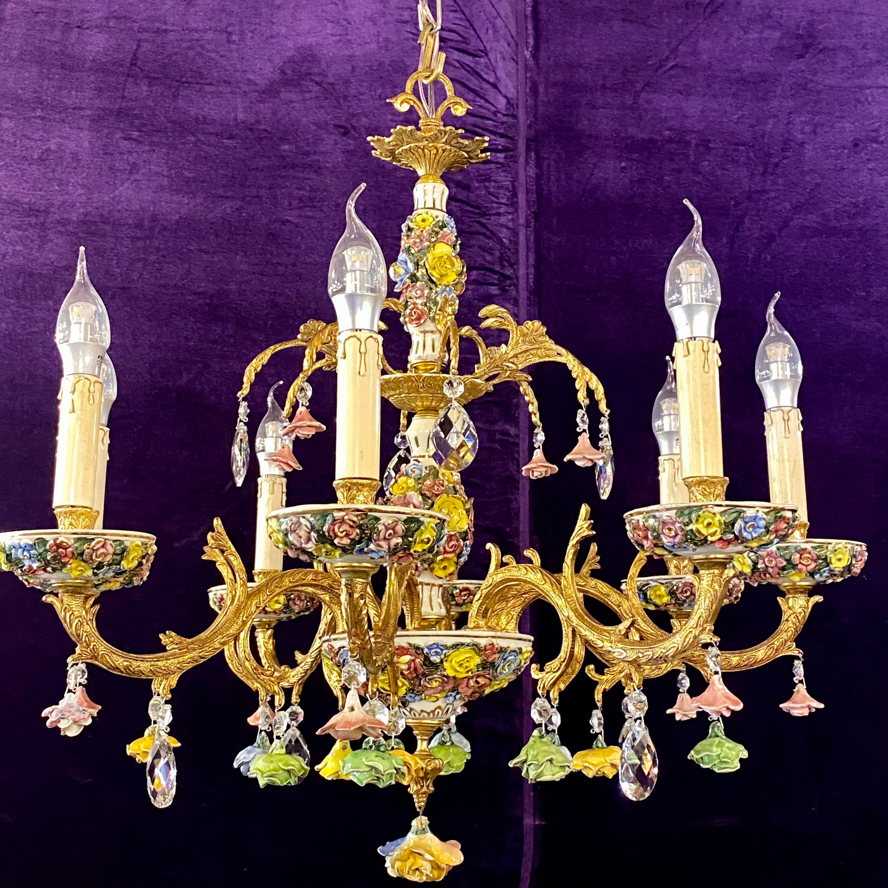 A Delicate and Ornate Capodimonte Chandelier - SOLD