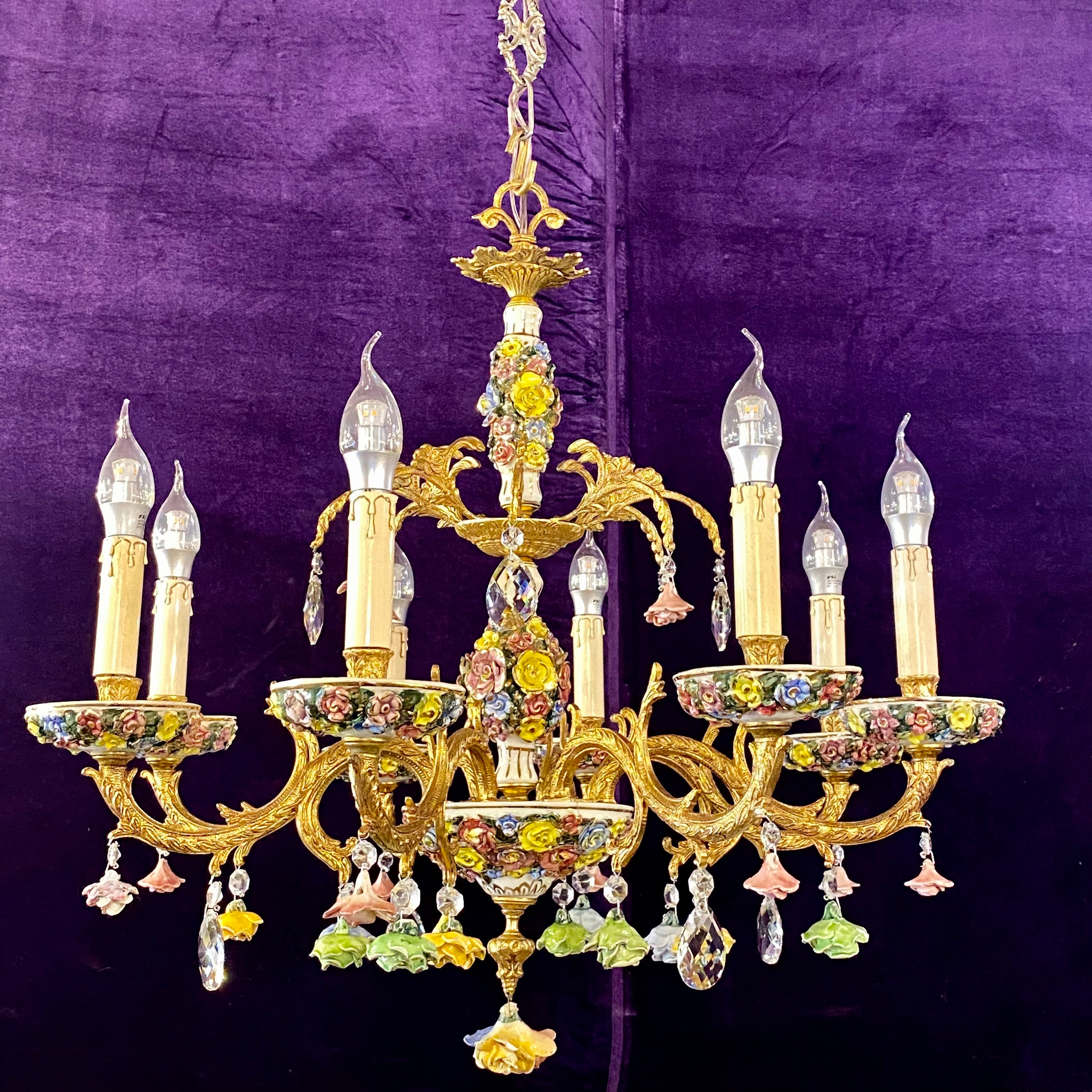 A Delicate and Ornate Capodimonte Chandelier - SOLD