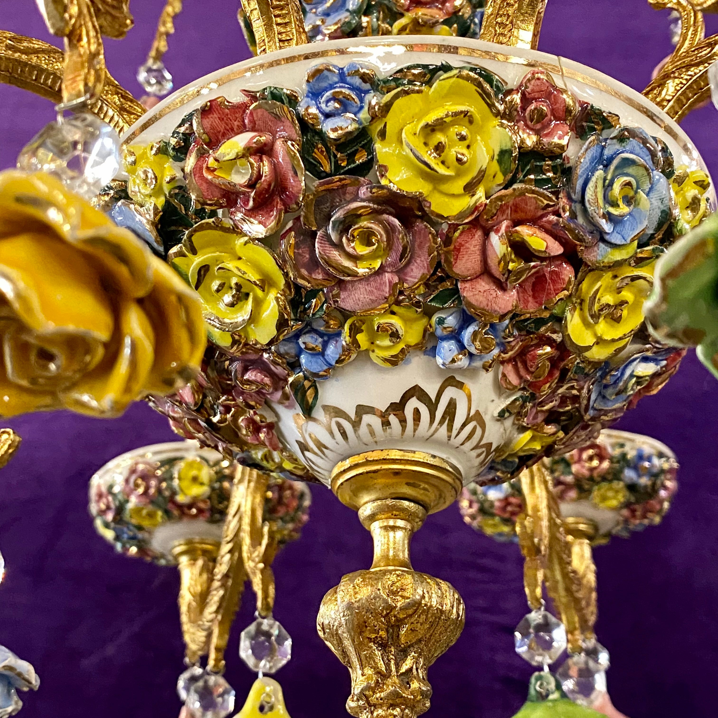 A Delicate and Ornate Capodimonte Chandelier - SOLD