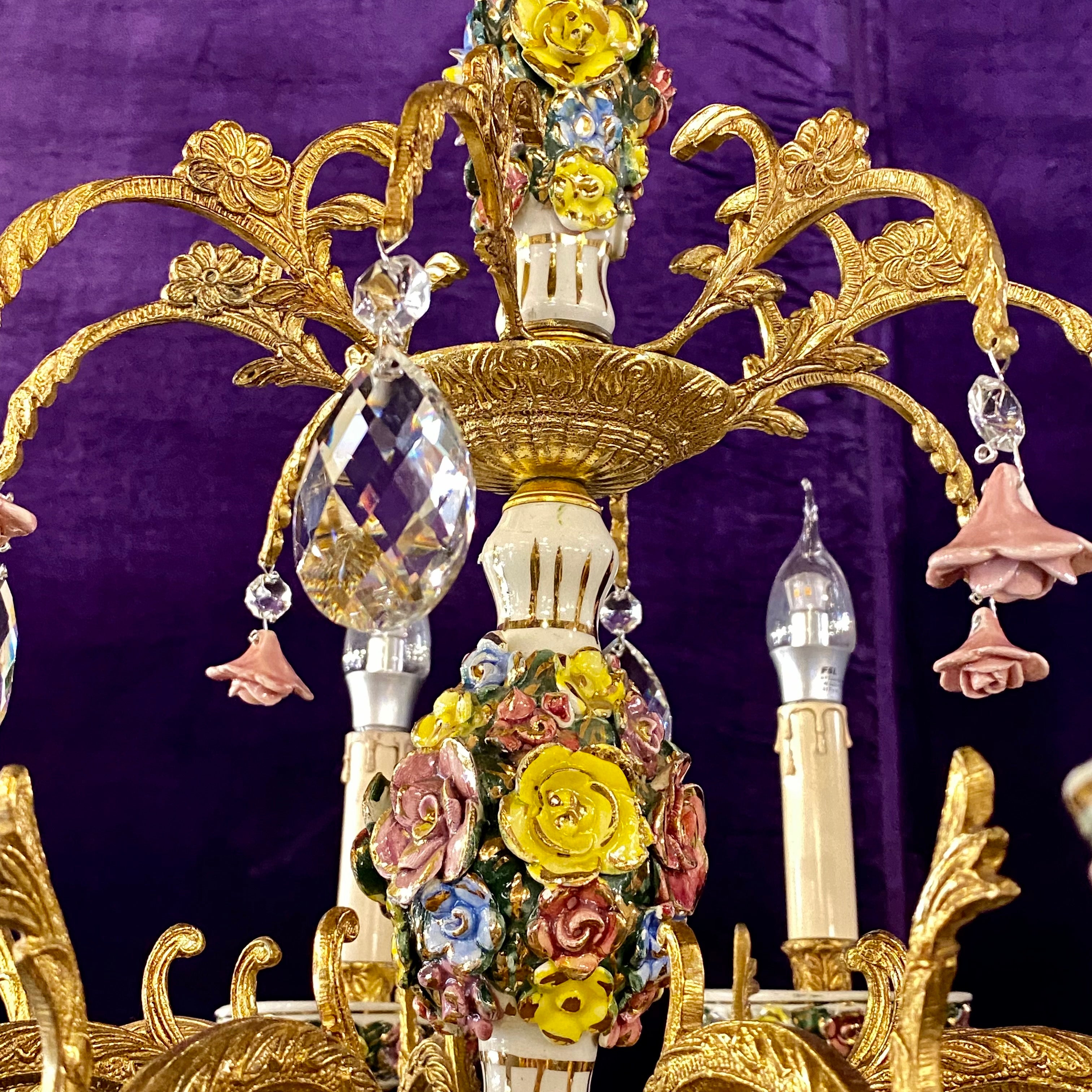 A Delicate and Ornate Capodimonte Chandelier - SOLD