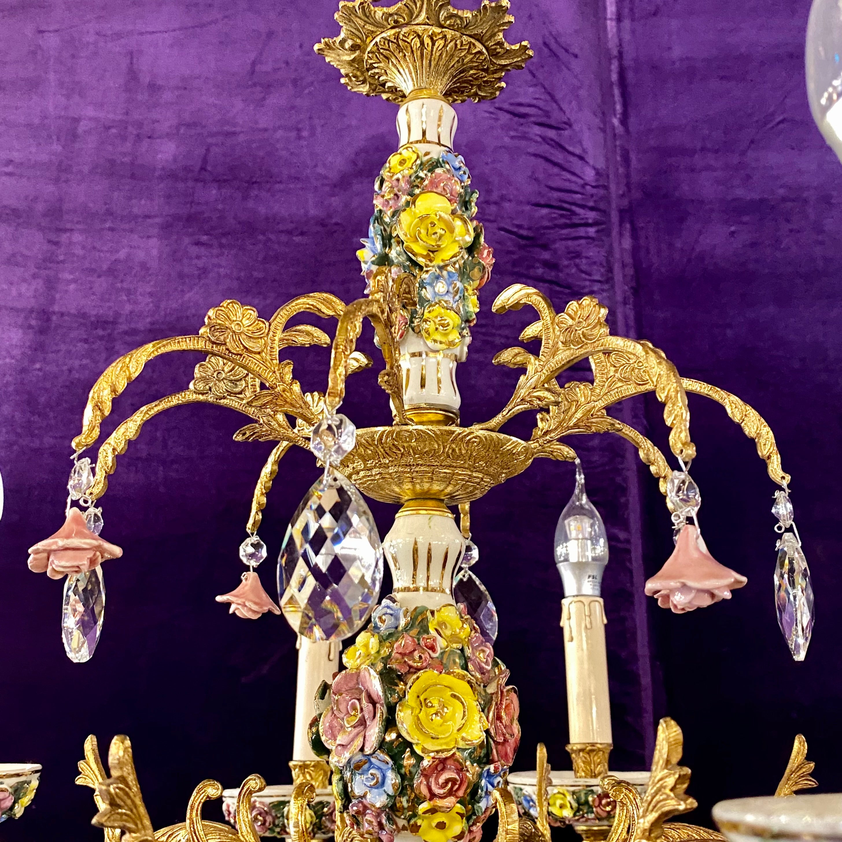 A Delicate and Ornate Capodimonte Chandelier - SOLD